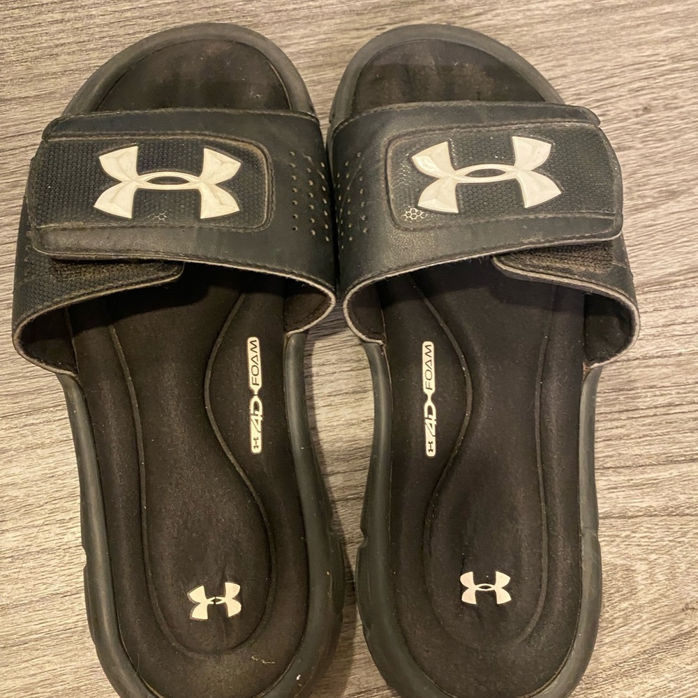 Under Armour Kids Black Slide Sandals with White Logo